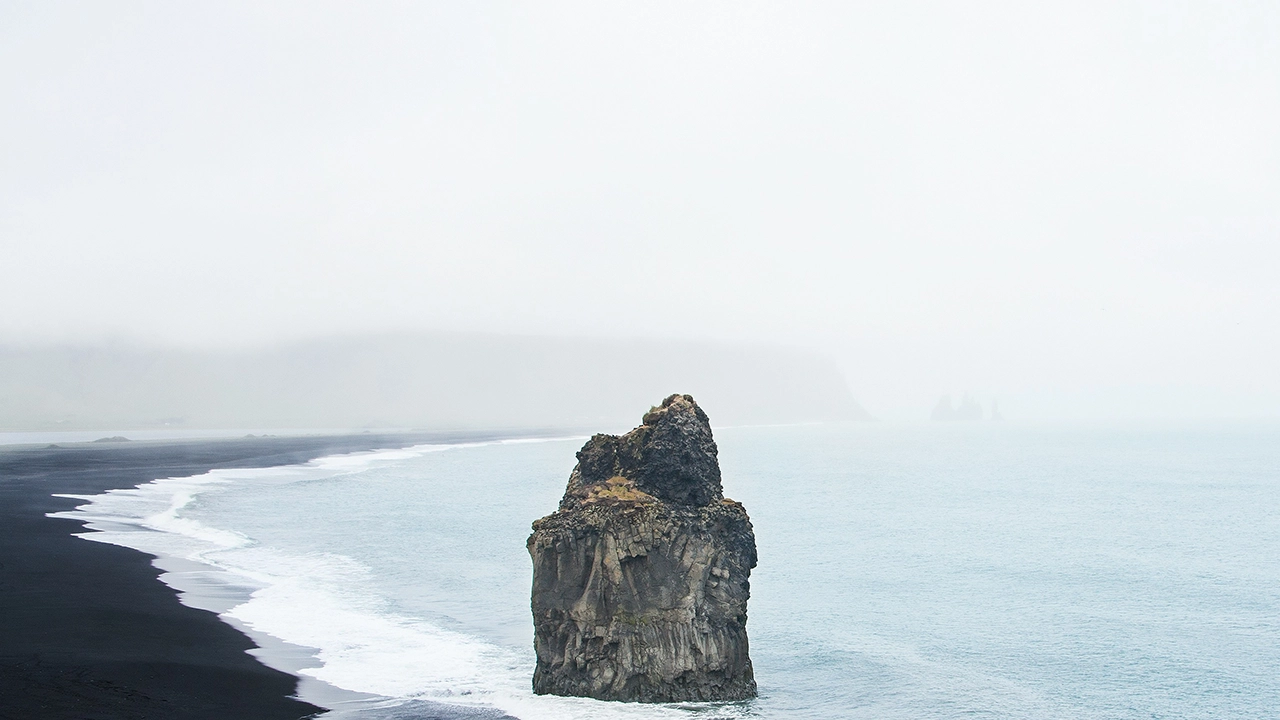 Photograph of a monolith rock in Iceland.